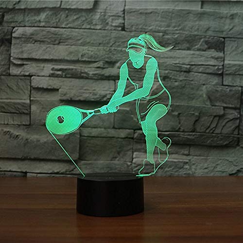 Tennis Illusion Night Light Tipo de lámpara de Escritorio Que Cambia de Color con acrílico Plano y Cable Base