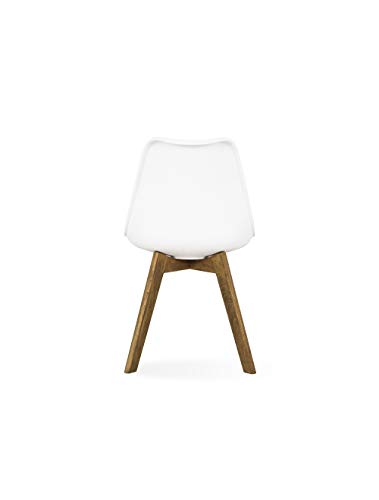 TENZO 3388-454 Sonny-Sillas de diseño (4 Unidades, Madera), Carcasa de plástico ABS. Asiento de Poliuretano (imitación de Piel). Estructura, Color Blanco y Roble, 83 x 48 x 54 cm (H x B x T)