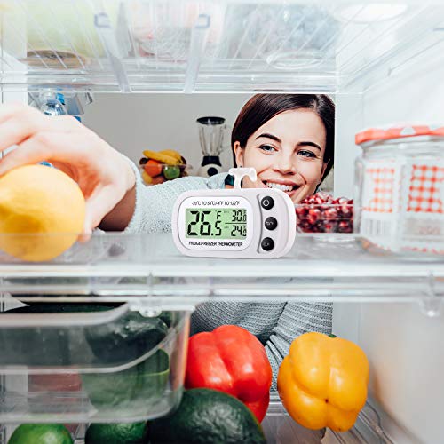 Termómetro Digital de Refrigerador y Congelador Termómetro de Sala de Termómetro de Temperatura del Refrigerador a Prueba de Agua con Función de Registro Máximo Mínimo Pantalla LCD Grande (3)