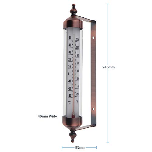 Termómetro exterior con diseño de efecto bronce – Termómetro de jardín elegante apto para pared exterior invernadero garaje