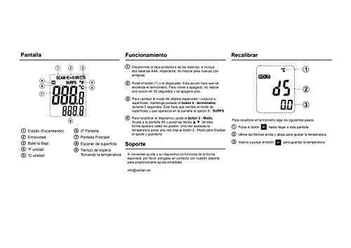 Termómetro infrarrojos digital sin contacto, 2 funciones, con calibración, medición corporal y superficies Mastech MS6592P