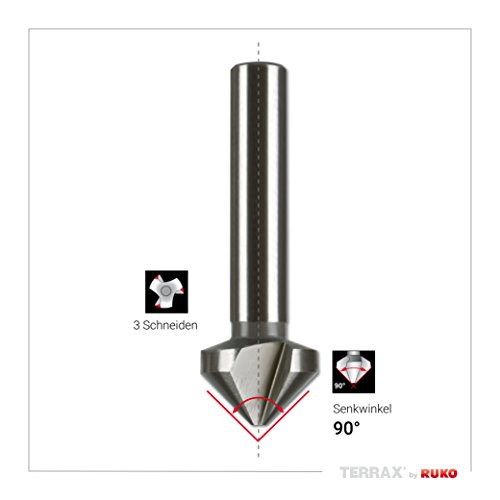 Terrax by Ruko cónica y avellanadora Juego de DIN 335 forma C 90 ° HSS en plástico láser, 1 pieza, A1021 52ro