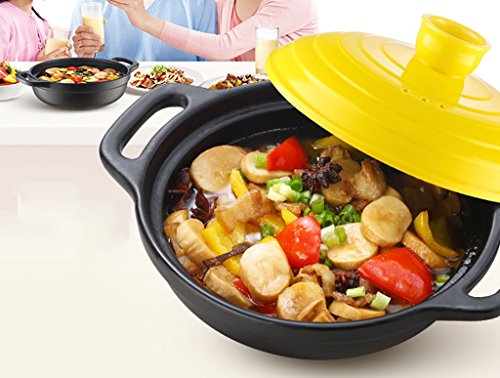 TFguo Cazuela pequeña Claypot Arroz Caliente-resistentes Olla seca Olla de cerámica Olla Pot Olla de guiso Wok coreano Restaurante Wok Olla de guisado Guisado amarillo Pollo 0.9L