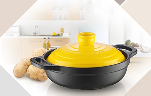 TFguo Cazuela pequeña Claypot Arroz Caliente-resistentes Olla seca Olla de cerámica Olla Pot Olla de guiso Wok coreano Restaurante Wok Olla de guisado Guisado amarillo Pollo 0.9L