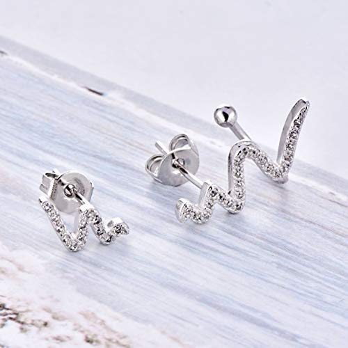 The New Asymmetric Curve Diamond Earrings, Earrings Personality Serpentine, Wavy Lines Ear Clip Steel Color