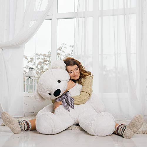 THE TWIDDLERS Oso Peluche 120cm - Gigante Blanco Teddy Bear con Sensación De Felpa Suave Regalo para Día De San Valentín –Grande Tierno Y Romántico para Pareja, Y Ocasiones Especiales