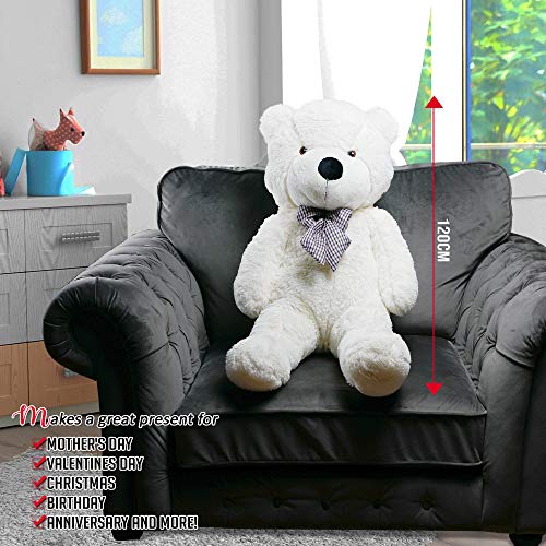 THE TWIDDLERS Oso Peluche 120cm - Gigante Blanco Teddy Bear con Sensación De Felpa Suave Regalo para Día De San Valentín –Grande Tierno Y Romántico para Pareja, Y Ocasiones Especiales