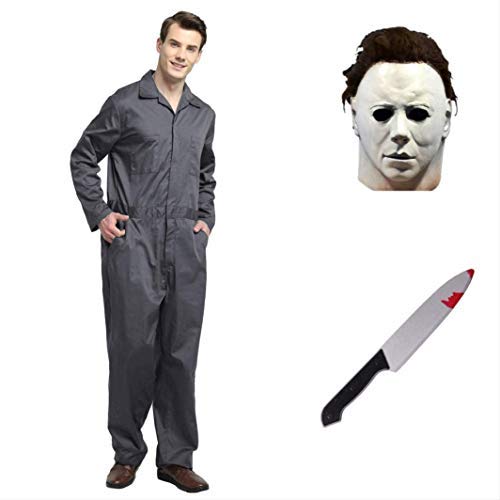 thematys® Juego de Disfraces de películas de Terror de Michael Myers con máscara y Cuchillo en 5 tamaños Diferentes Carnaval y la Noche de Brujas (S)