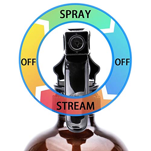 THETIS Botellas de Spray vacías de ámbar Boston de 500ml (6 Paquete de) - Contenedor rellenable con pulverizadores de gatillo, Tapas y Etiquetas, Frasco de Vidrio para aceites Esenciales