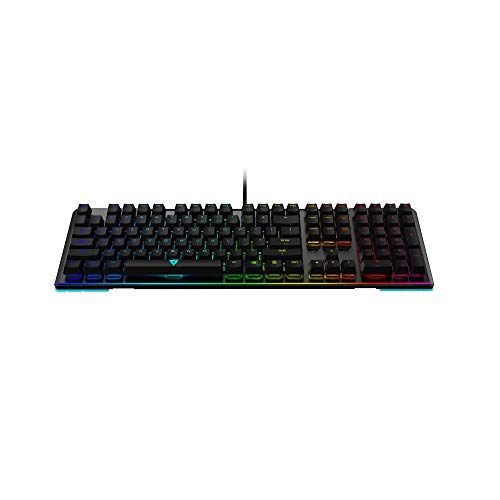 ThunderX3 AK7CHB - Teclado gaming mecánico (RGB 16.8 millones de colores, 11 efectos de luz, tiras Led en la parte superior e inferior, switch Cherry AZUL, teclas macro programables) color negro