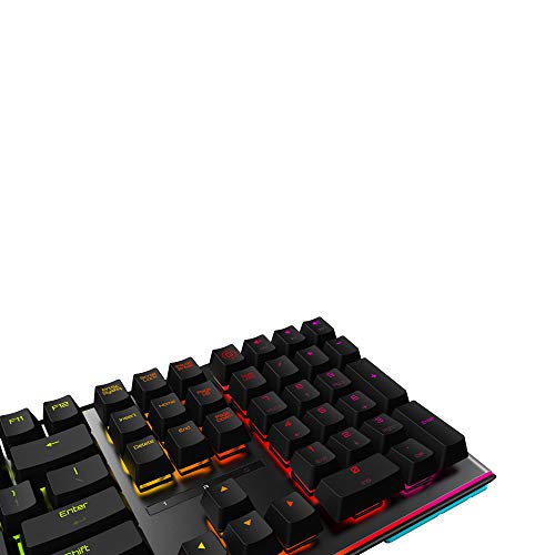 ThunderX3 AK7CHB - Teclado gaming mecánico (RGB 16.8 millones de colores, 11 efectos de luz, tiras Led en la parte superior e inferior, switch Cherry AZUL, teclas macro programables) color negro