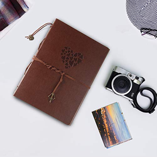 ThxMadam Scrapbook Cuero Álbum de Fotos Libro de Visitas de Boda con 60 Páginas Negras Presentes para Regalo de Valentín Día de Aniversario Navidad Cumpleaños para Esposa Hija Madre,Corazón Grande