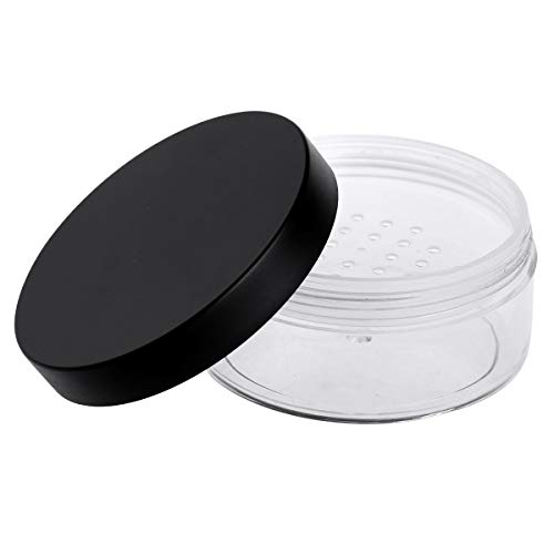 TiaoBug 5Pcs Contenedor Vacío de Polvo Suelto con Tamices Tarro Maquillaje Bricolaje de Viaje Mujer Mini Caja Cosmética Transparente 50g Negro One Size