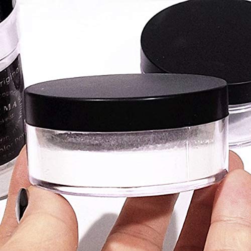 TiaoBug 5Pcs Contenedor Vacío de Polvo Suelto con Tamices Tarro Maquillaje Bricolaje de Viaje Mujer Mini Caja Cosmética Transparente 50g Negro One Size