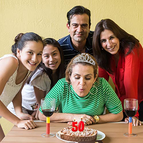 Tiara Cumpleaños Corona 50TH con Peine Artículos de Fiesta y Decoraciones Accesorios Plata Cristal Diademas Mujer Princesa Feliz Cumpleaños