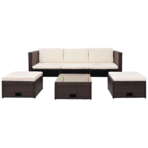 Tidyard Conjunto Muebles de Jardín de Ratán 12 Piezas con Mesa y Cojines Extraíbles,Sofas Exterior para Jardín Terraza Patio en Ratán Sintético,Estructura de Acero,Marrón