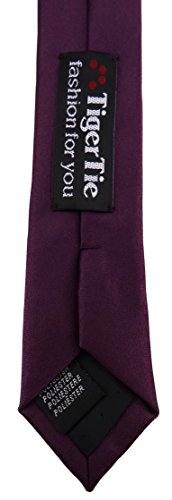 TigerTie - Corbata - Liso - para hombre Burdeos Violeta Talla única