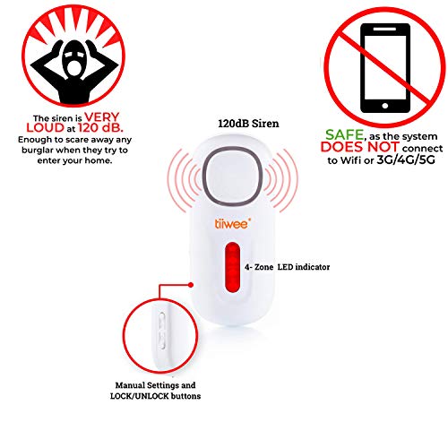 tiiwee Alarma de Hogar - Sistema de Alarma Antirrobo Inalámbrico - 1 Sirena - 2 Sensores de Ventanas y Puertas - 1 Control Remoto - Ampliable