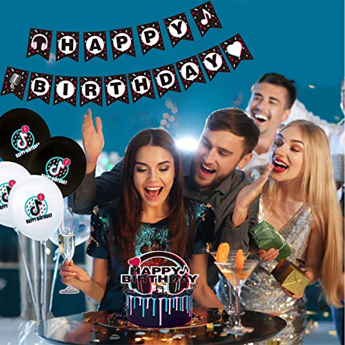 Tik Tok Party Decorations - Tik Tok Birthday Party Decoration Happy Birthday Banner Tik Tok Note Aluminum Balloon Latex Balloon Cake Toppers