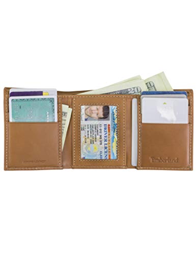 Timberland Mens Leather Trifold Wallet With ID Window