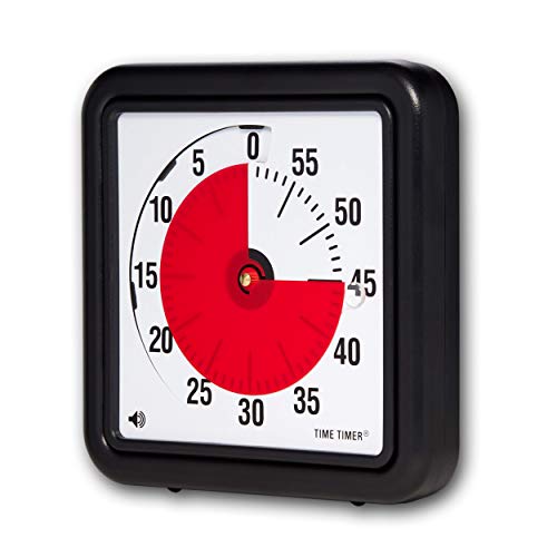 Time Timer Original Medio 20x20 cm; Temporizador visual de 60 minutos - Reloj de cuenta regresiva para el aula o reuniones con niños y adultos (negro)