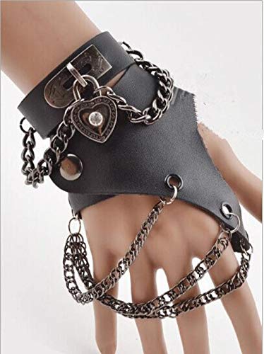 Tingxx Personalidad De Rendimiento Medio Punk Pulsera Baile Callejero No Convencional Hombres Y Mujeres Medio Dedo Guantes En Forma De Corazón Manga De Palma @ Negro_