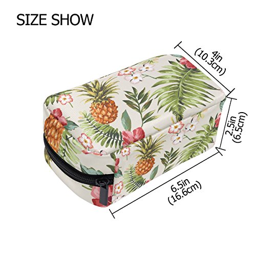 TIZORAX - Bolsa de viaje para cosméticos, diseño de flores tropicales, piña