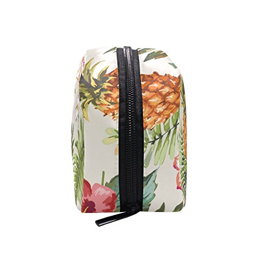 TIZORAX - Bolsa de viaje para cosméticos, diseño de flores tropicales, piña