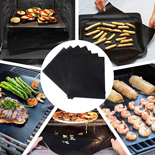 TNTOR Estera de Barbacoa 8 Piezas, BBQ Grill Mat Barbecue Baking Mats, Horno, Gas Carbón, Alfombrilla de Barbacoa Antiadherente Reutilizable para Carne, Pescado y Verduras