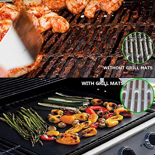 TNTOR Estera de Barbacoa 8 Piezas, BBQ Grill Mat Barbecue Baking Mats, Horno, Gas Carbón, Alfombrilla de Barbacoa Antiadherente Reutilizable para Carne, Pescado y Verduras