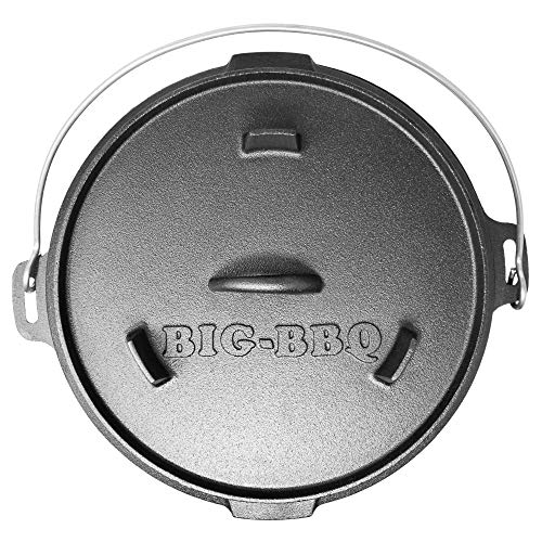 ToCis Big BBQ DO 6 Premium Dutch Oven | Horno holandés de Hierro Fundido | pretratadas y curadas 12" Olla de Hierro Fundido | con Elevador y Soporte para la Tapa | con Las piernas