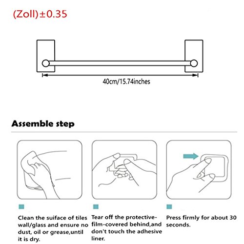 ToHa 40cm Adhesivo Toallero Barra Acero Inoxidable Incluyendo 5 ganchos