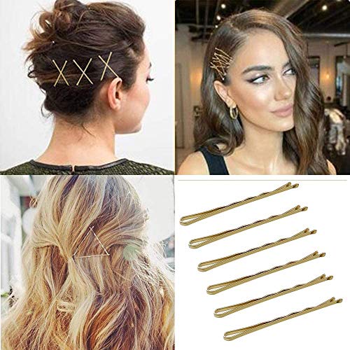 TOKERD 300 Pinza de Pelo Oro Horquillas de Pelo Metal Clips de Pelo Bollo Pin de peluquería para Niñas y Mujeres con Caja de Almacenamiento