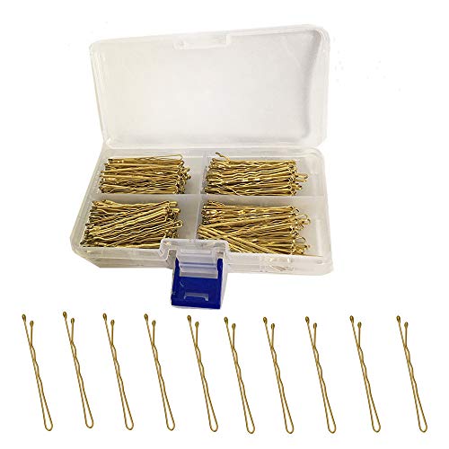 TOKERD 300 Pinza de Pelo Oro Horquillas de Pelo Metal Clips de Pelo Bollo Pin de peluquería para Niñas y Mujeres con Caja de Almacenamiento