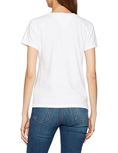 Tommy Hilfiger METALLIC SLOGAN Camisa, Blanco (Bright White 113), Medium para Mujer