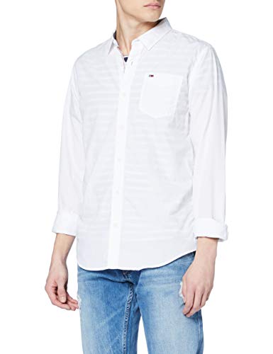 Tommy Hilfiger Original On End Camisa, Weiß (Classic White 100), Large para Hombre