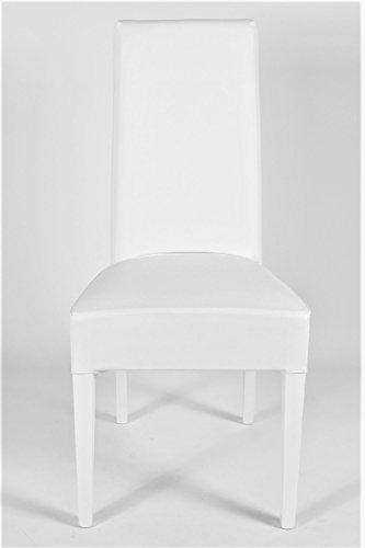 Tommychairs - Set 4 sillas Luisa para Cocina, Comedor, Bar y Restaurante, solida Estructura en Madera de Haya y Asiento tapizado en Polipiel Blanco