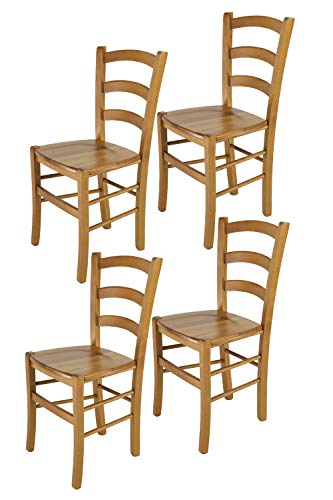 Tommychairs - Set 4 sillas Venice para Cocina y Comedor, Estructura en Madera de Haya Color Roble y Asiento en Madera