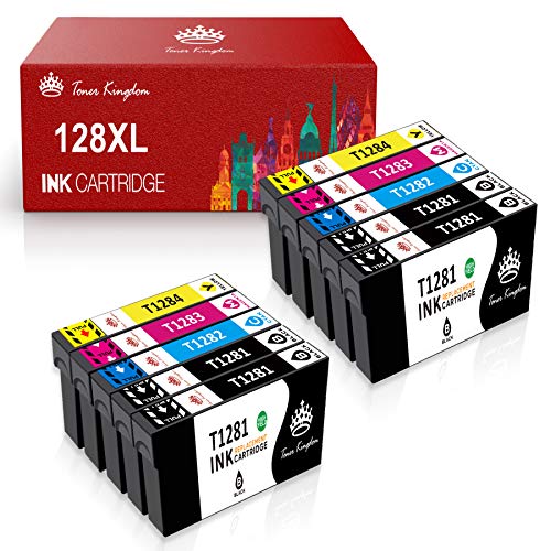 Toner Kingdom T1281 T1282 T1283 T1284 Cartuchos de Epson Tinta compatibles Reemplazo para Epson Stylus S22 SX125/130/230/235W/420W/425W/430W/SX435W/440W/445W, BX305F/FW/FW Plus (Paquete de 10)