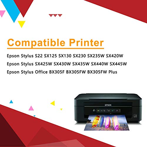 Toner Kingdom T1281 T1282 T1283 T1284 Cartuchos de Epson Tinta compatibles Reemplazo para Epson Stylus S22 SX125/130/230/235W/420W/425W/430W/SX435W/440W/445W, BX305F/FW/FW Plus (Paquete de 10)