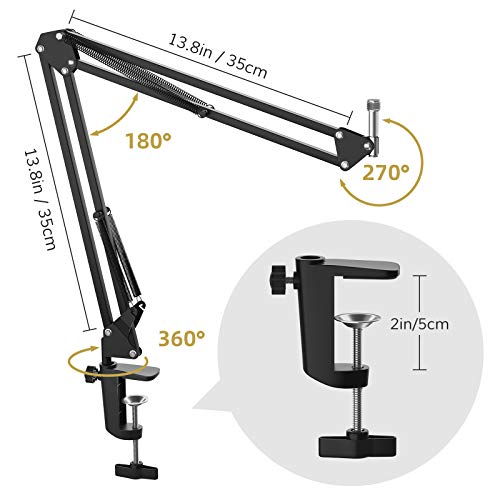 TONOR Micrófono de Condensador USB Micro Grabación Patrón Polar Cardioide para Grabar Música y Video Podcast Transmisión en Vivo Juegos Chat Soporte de Brazo