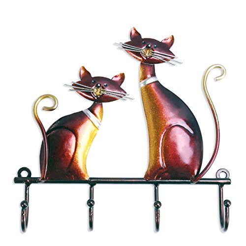 TOOARTS Perchero de pared Metal de Gato para Colgar llaves Sombreros para Decorar su Hogar Estilo Vintage