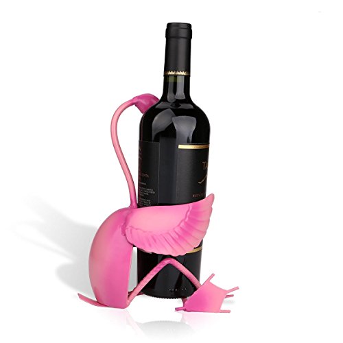 TOOARTS - Soporte para Vino - Dulce Sueño - Botellero forma de Flamenco del Estilo Metálico para la Decoración del Hogar Bar (Artesanía de Hierro,Color Rosa)