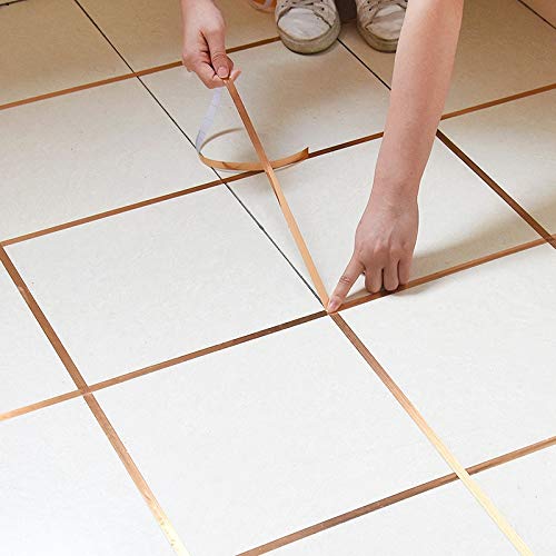 TOOGOO 50 Metros Oro Pegatinas Autoadhesivas Azulejo Impermeable Azulejo De Pared Cinta De Sellado De Espacio Tira De Juntas Calcomanías Pegatinas De Belleza Decoración del Hogar