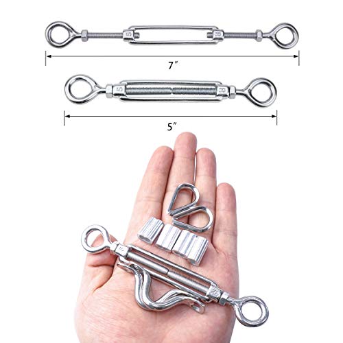 TooTaci - Juego de 10 barandillas para cables de acero inoxidable resistente para postes de madera, con 1/8 T316 cable de acero inoxidable 7 x 7 hebras, 200 pies