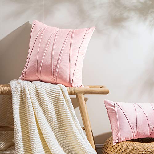 Top Finel Juegos 2 Hogar Cojín Terciopelo Suave Decorativa Almohadas Fundas de Color Sólido para Sala de Estar sofás 50x50cm Rosa