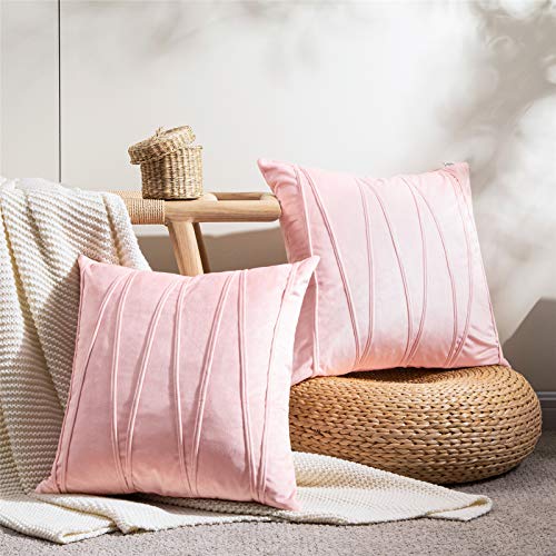 Top Finel Juegos 2 Hogar Cojín Terciopelo Suave Decorativa Almohadas Fundas de Color Sólido para Sala de Estar sofás 50x50cm Rosa