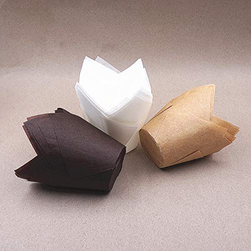 Topxingch 50 piezas a prueba de aceite Tulip Cake Cup Muffin Cupcake Liner soporte de papel para hornear herramienta Dark Coffee