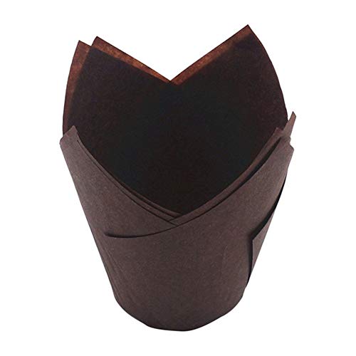 Topxingch 50 piezas a prueba de aceite Tulip Cake Cup Muffin Cupcake Liner soporte de papel para hornear herramienta Dark Coffee