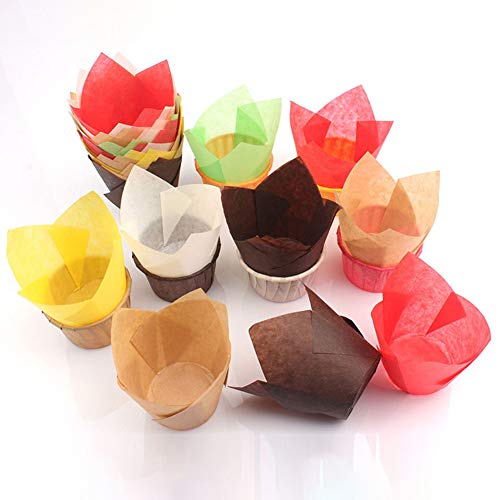 Topxingch 50 piezas a prueba de aceite Tulip Cake Cup Muffin Cupcake Liner soporte de papel para hornear herramienta Dark Coffee